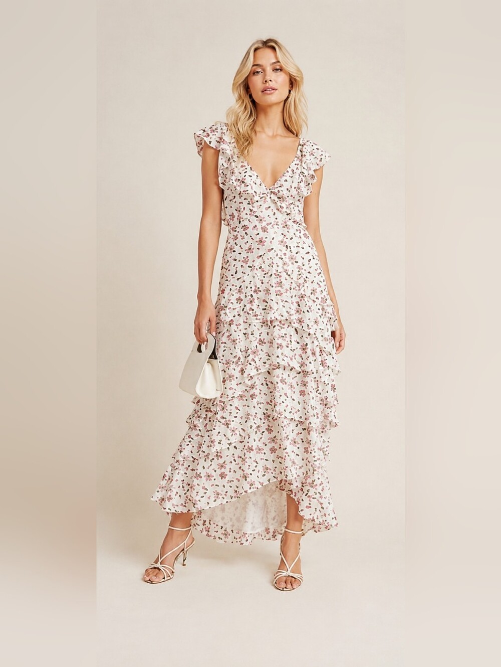 Anthropology Sau Lee iconic maxi Dress,hi-low,chiffon,sequined, Size 2